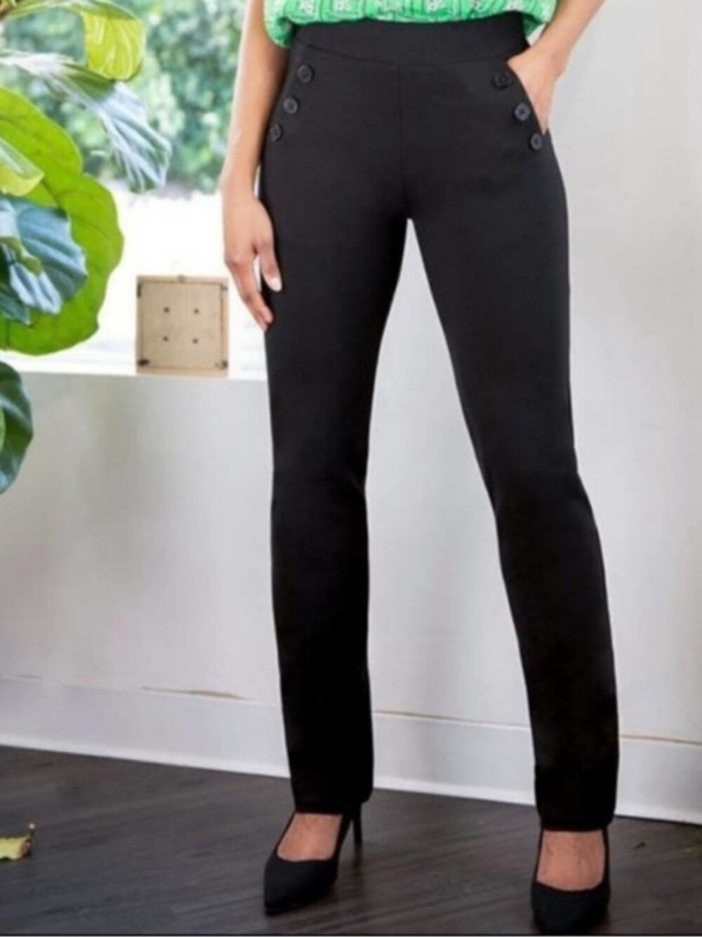 New Betabrand Black Straight Six Button Dress Pant Yoga Pants XXLarge Long Tall